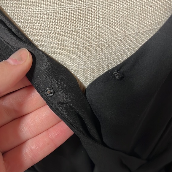 J Crew Spaghetti Strap Black Drapey Faux Wrap Ruffles Mid Calf Midi Womens 14 - Picture 10 of 11